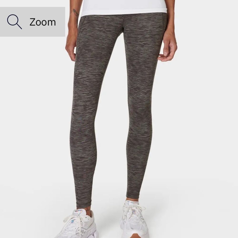 SWEATY BETTY grey Green Melange Power Workout Leggings size 10 full length